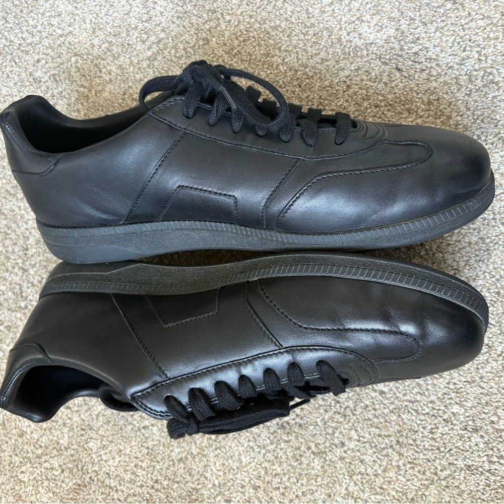 Santoni - Men's Calf Leather Almond Toe DBS Oly Sneakers - Size 10.5 - Black - Picture 7 of 10